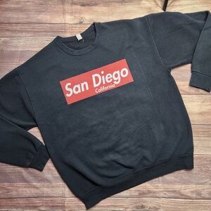 Black Red San Diego California Crew Neck Sweatet